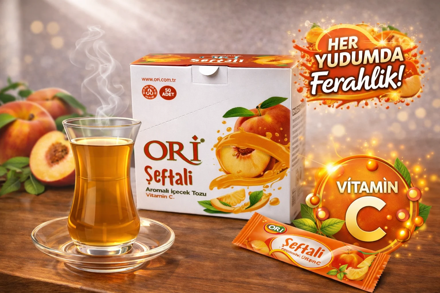 ORİ 1,5 gr Şeftali Aromalı İçecek Tozu 36'lı