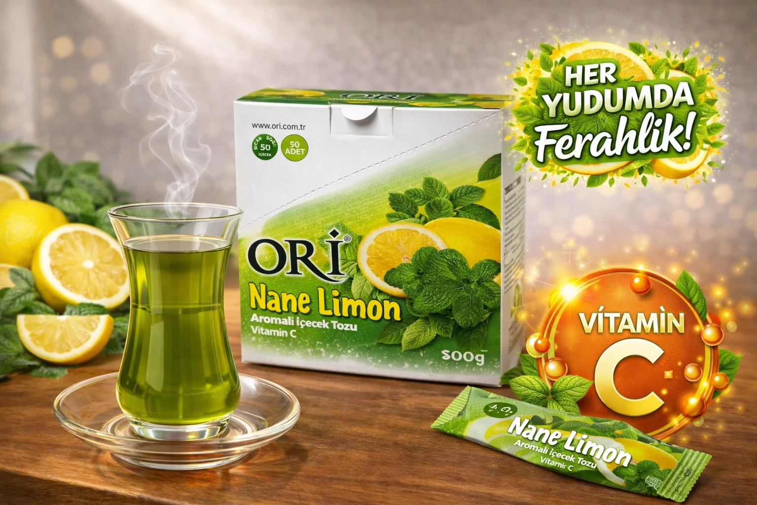 ORİ 1,5 gr Nane Limon Aromalı İçecek Tozu 36'lı