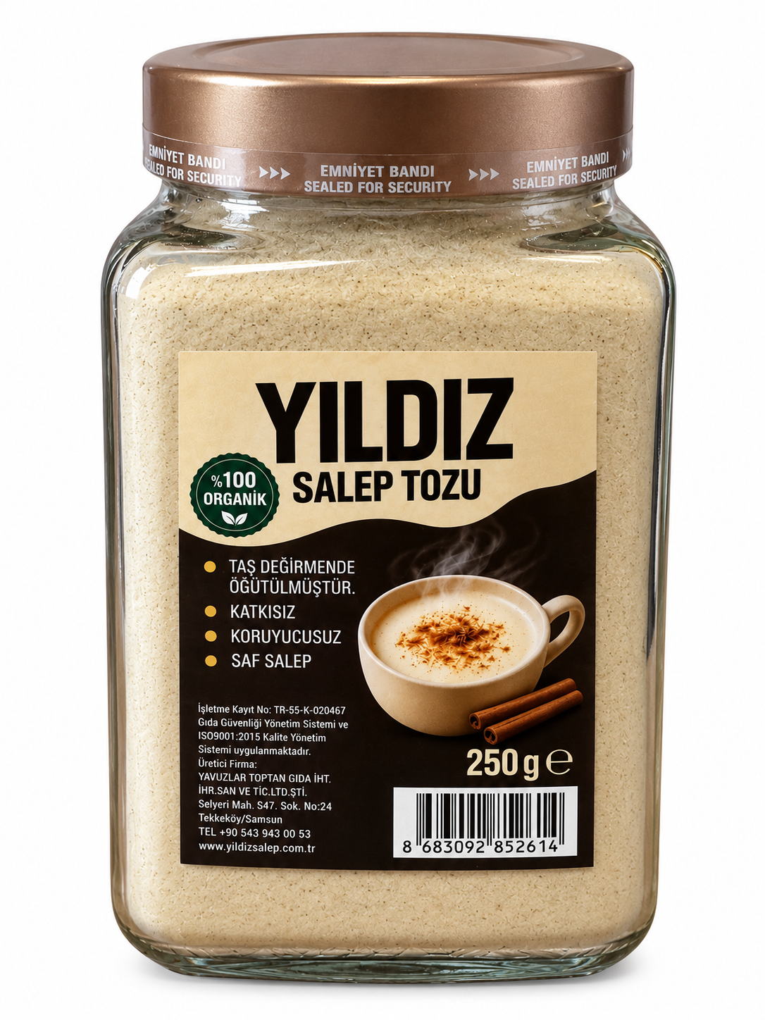 Yıldız Salep Pure Salep Powder for Making Traditional Beverages and Ice Cream, 250 g